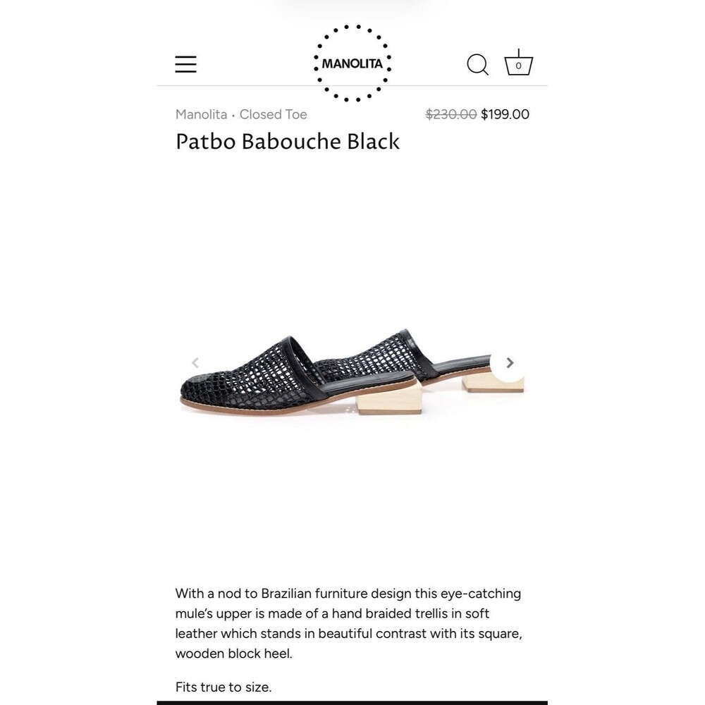 Manolita • Closed Toe Patbo Babouche Black Size 38/7 EUC